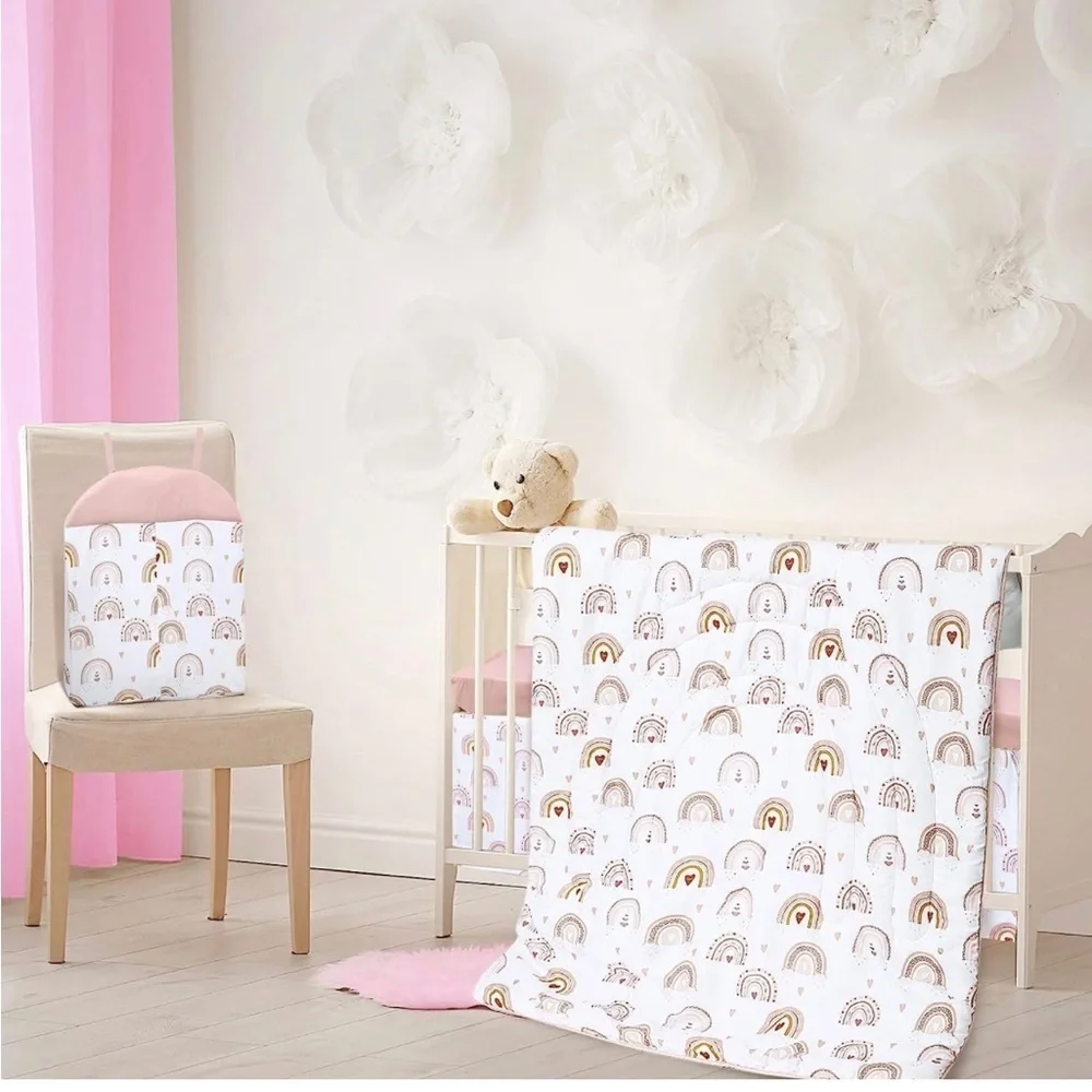 New 4 Pieces Boho Rainbow Crib Bedding Set Neutral Nursery Bedding - Picture 2 of 5